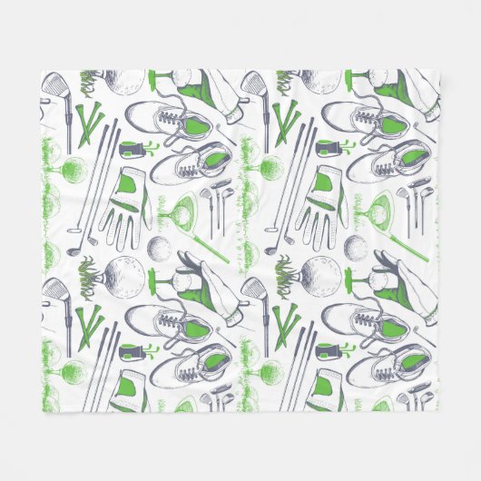 Green Golf Icons Muster Fleecedecke (Vorderseite (Horizontal))