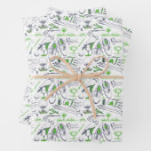 Green Golf Icons Muster Geschenkpapier Set (Beispiel)