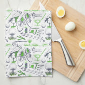 Green Golf Icons Muster Geschirrtuch (Viertel Falte)