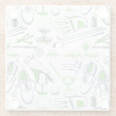 Green Golf Icons Muster Glasuntersetzer (Rückseite)