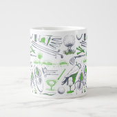Green Golf Icons Muster Jumbo-Tasse (Vorderseite)