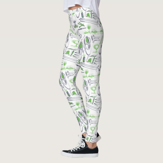 Green Golf Icons Muster Leggings (Links)
