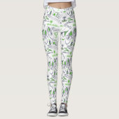 Green Golf Icons Muster Leggings (Vorderseite)