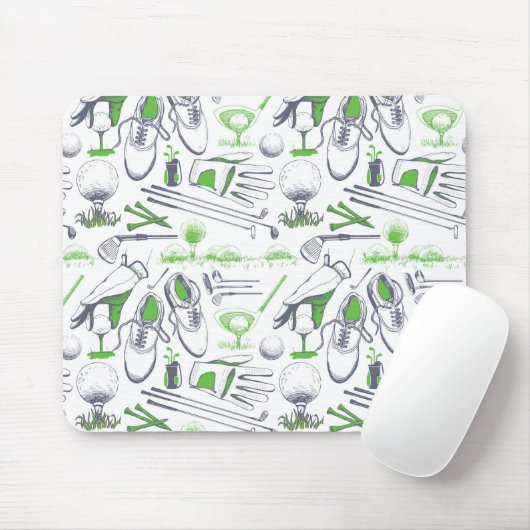 Green Golf Icons Muster Mousepad (Mit Mouse)
