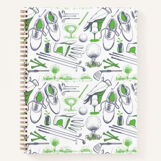 Green Golf Icons Muster Notizblock (Vorderseite)