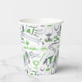 Green Golf Icons Muster Pappbecher (Links)