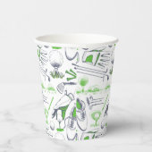 Green Golf Icons Muster Pappbecher (Rechts)