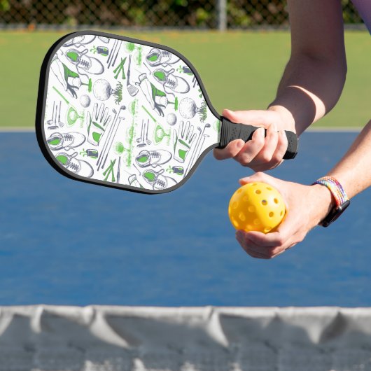 Green Golf Icons Muster Pickleball Schläger (InSitu)