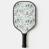 Green Golf Icons Muster Pickleball Schläger (Rückseite)