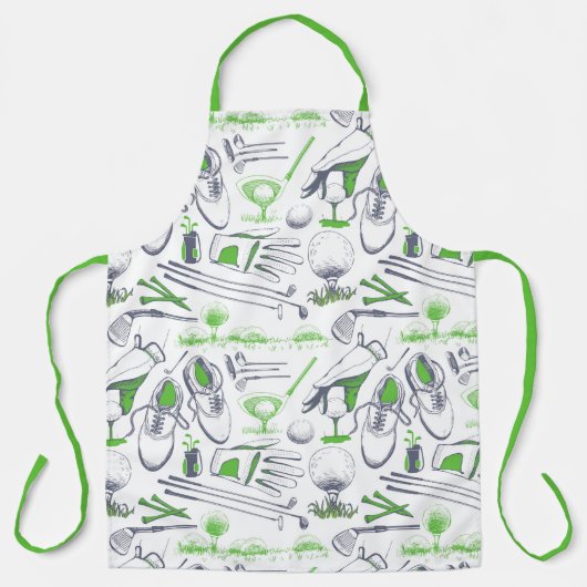 Green Golf Icons Muster Schürze (Vorderseite)