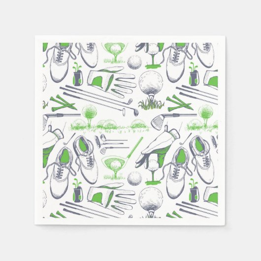 Green Golf Icons Muster Serviette (Vorderseite)