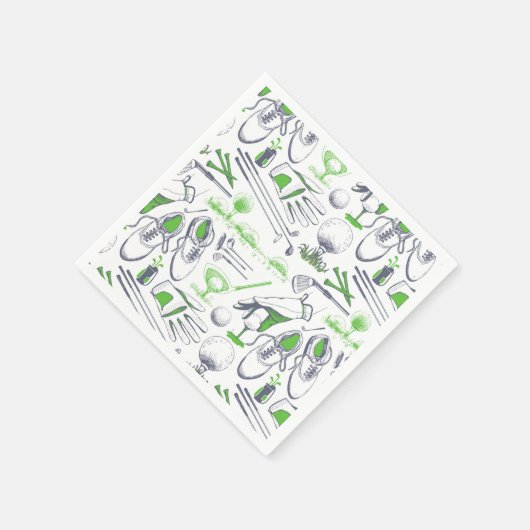 Green Golf Icons Muster Serviette (Ecke)