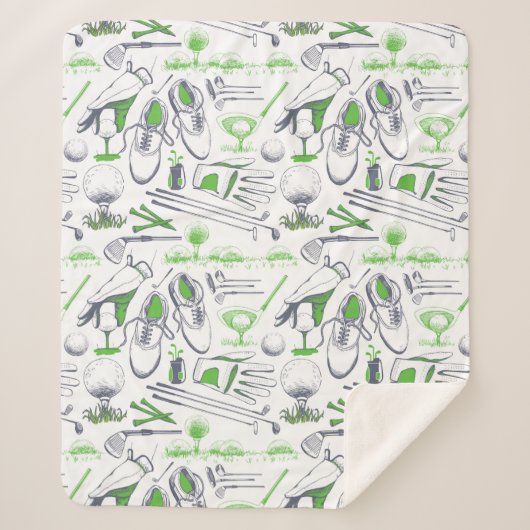 Green Golf Icons Muster Sherpadecke (Vorderseite)