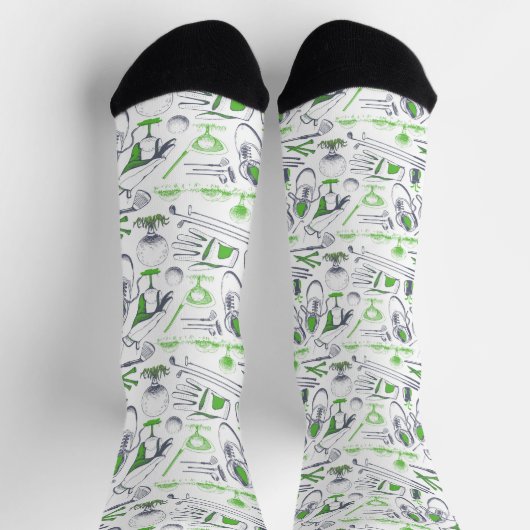 Green Golf Icons Muster Socken (Oben)
