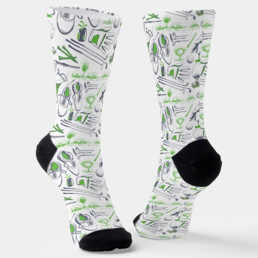 Green Golf Icons Muster Socken (Gewinkelt)
