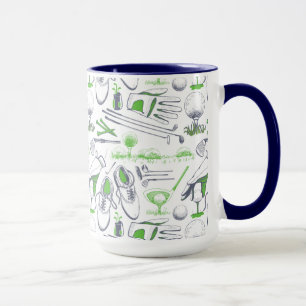 Green Golf Icons Muster Tasse
