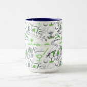 Green Golf Icons Muster Tasse (Zentrum)