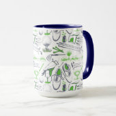 Green Golf Icons Muster Tasse (VorderseiteRechts)