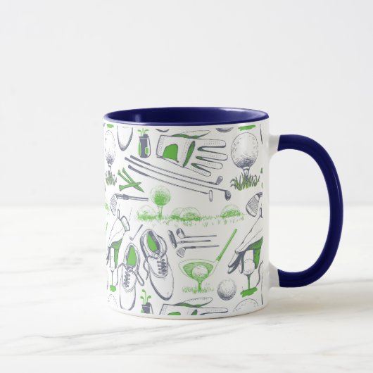 Green Golf Icons Muster Tasse (Rechts)