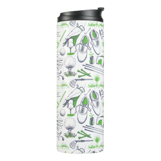 Green Golf Icons Muster Thermosbecher (Nach links gedreht)