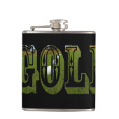 Green Golf Picture Logo, Vinyl Wrapped Hiask Flask Flachmann (Vorderseite)
