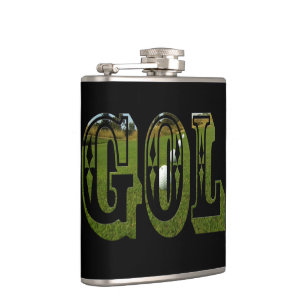 Green Golf Picture Logo, Vinyl Wrapped Hiask Flask Flachmann