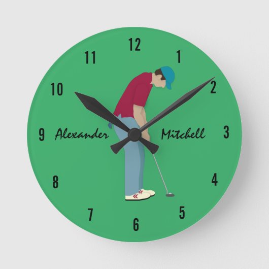Green Golf Runde Wanduhr (Vorderseite)