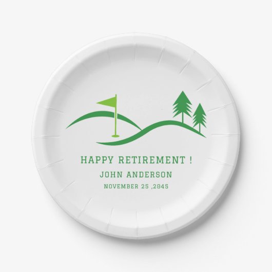 Green Golf Theme Retirement Party  Pappteller (Vorderseite)