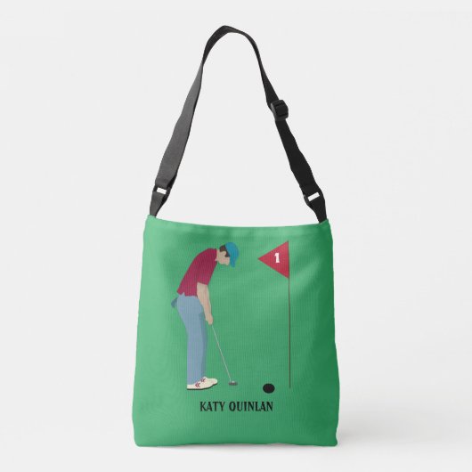 Green Golf Themed Crossbody Bag Tragetaschen Mit Langen Trägern (Rückseite)