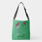 Green Golf Themed Crossbody Bag Tragetaschen Mit Langen Trägern (Vorderseite)