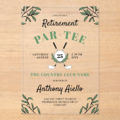 Green Golf Themed Retirement Party Acryleinladungen (Vorderseite)
