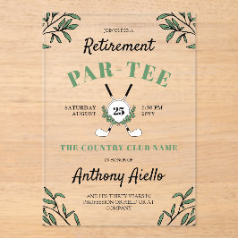 Green Golf Themed Retirement Party Acryleinladungen