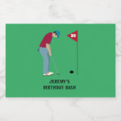 Green Golfer Putting Alkoholflaschenetikett (Einzelnes Label)