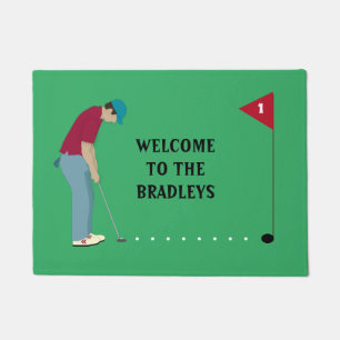 Green Golfer Putting Ball Fußmatte