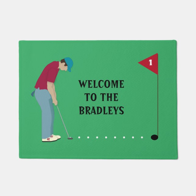 Green Golfer Putting Ball Fußmatte (Vorderseite)