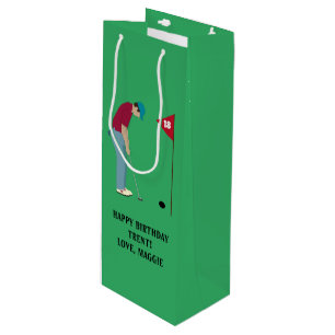 Green Golfer Putting Ball Geschenktüte Für Weinflaschen
