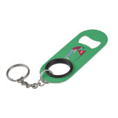 Green Golfer Putting Ball Mini Flaschenöffner (Vorderseite Schrägansicht)
