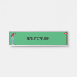 Green Golfer Putting Ball Türschild
