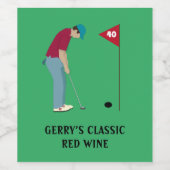 Green Golfer Putting Ball Weinetikett (Einzelnes Label)
