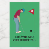 Green Golfer Putting Ball Weinetikett (Einzelnes Label)