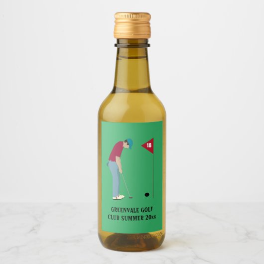 Green Golfer Putting Ball Weinetikett (Vorderseite)