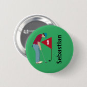 Green Golfer Putting Button (Vorne & Hinten)