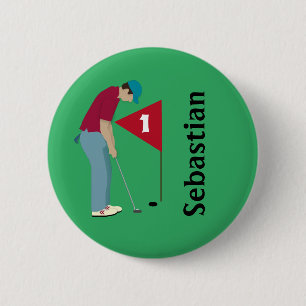 Green Golfer Putting Button