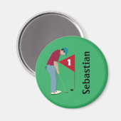 Green Golfer Putting Magnet (Vorderseite/Rückseite)
