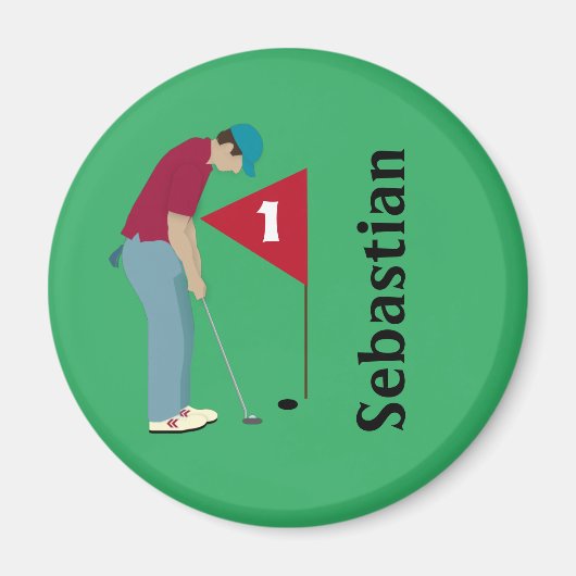 Green Golfer Putting Magnet (Vorne)