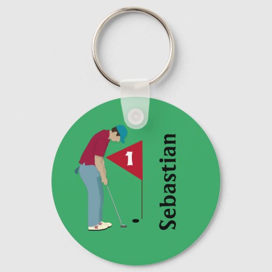 Green Golfer Putting Schlüsselanhänger (Vorderseite)