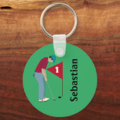 Green Golfer Putting Schlüsselanhänger (Vorderseite)