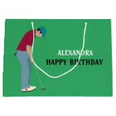 Green Golfer Themed Große Geschenktüte (Vorderseite)