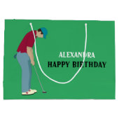 Green Golfer Themed Große Geschenktüte (Rückseite)