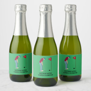 Green Golfer Themed Sparkling Wine Label Schaumweinetikett